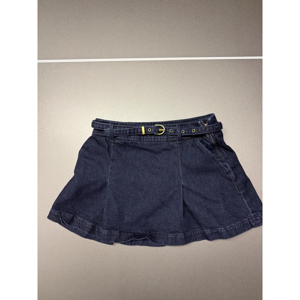 American Eagle Dark Wash Denim Pleated Skort with Belt Size 00 Indigo y2k